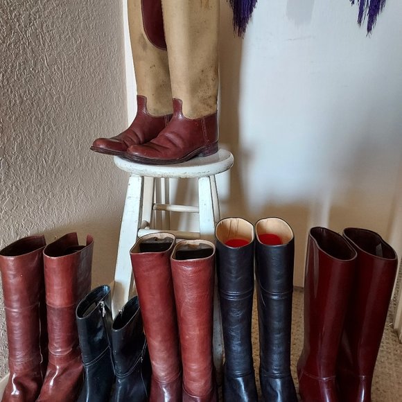 Ladies' vintage riding boots, canvas/leather - Picture 1 of 3